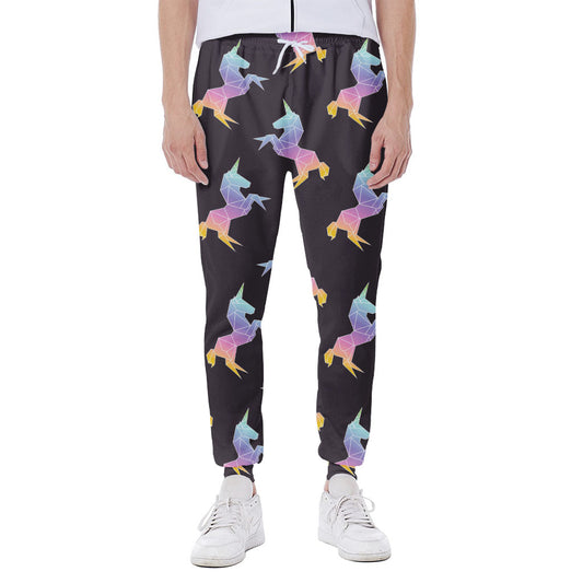 Rainbow Origami Unicorn Pattern Print Scuba Joggers