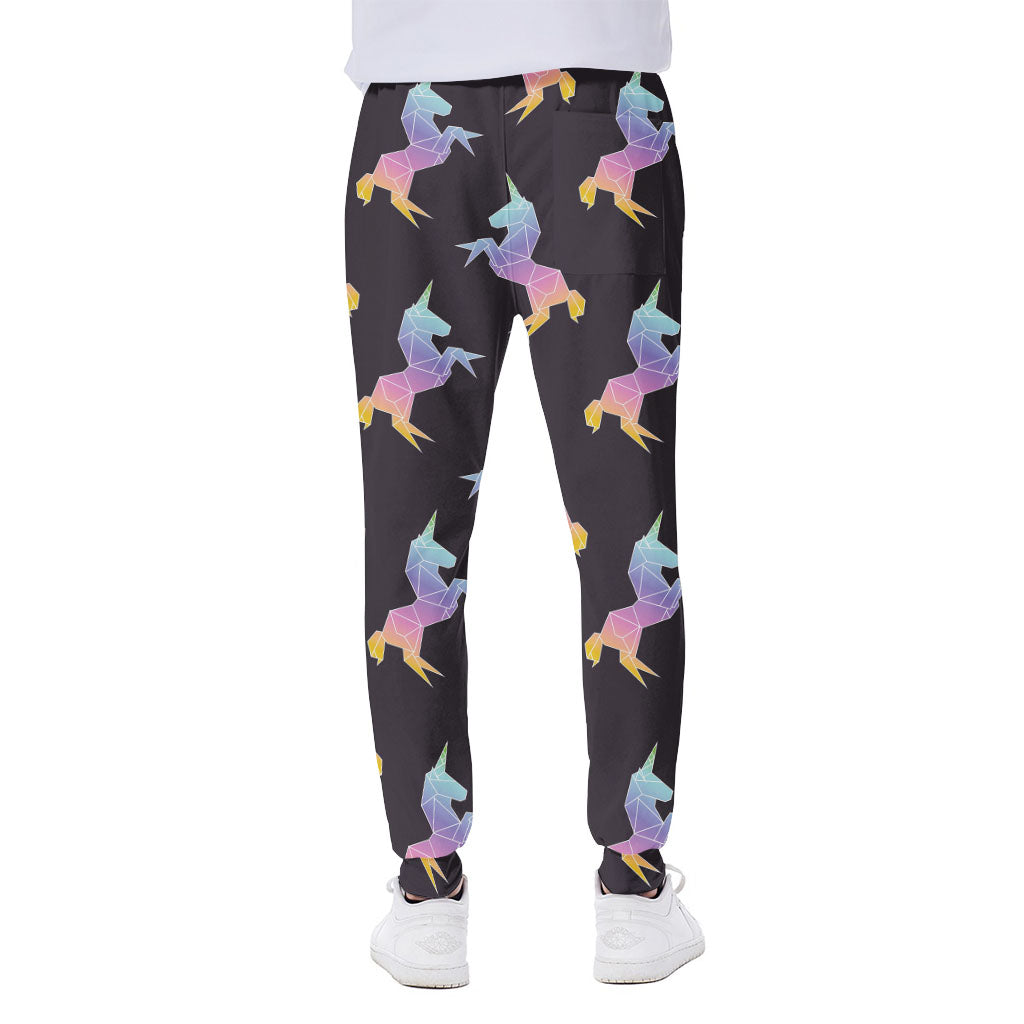 Rainbow Origami Unicorn Pattern Print Scuba Joggers