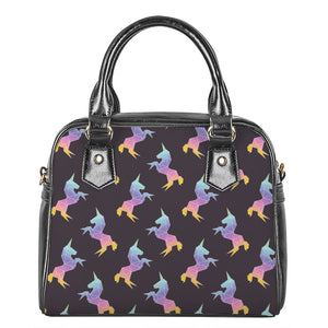 Rainbow Origami Unicorn Pattern Print Shoulder Handbag