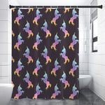 Rainbow Origami Unicorn Pattern Print Shower Curtain