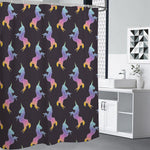 Rainbow Origami Unicorn Pattern Print Shower Curtain
