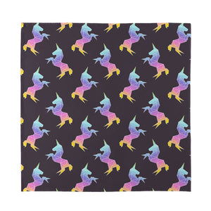 Rainbow Origami Unicorn Pattern Print Silk Bandana