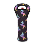 Rainbow Origami Unicorn Pattern Print Single Neoprene Wine Tote