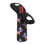 Rainbow Origami Unicorn Pattern Print Single Neoprene Wine Tote