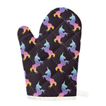 Rainbow Origami Unicorn Pattern Print Single Oven Mitt