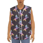 Rainbow Origami Unicorn Pattern Print Sleeveless Baseball Jersey
