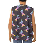 Rainbow Origami Unicorn Pattern Print Sleeveless Baseball Jersey