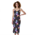 Rainbow Origami Unicorn Pattern Print Slim Fit Midi Cami Dress