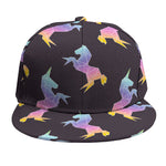 Rainbow Origami Unicorn Pattern Print Snapback Cap
