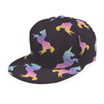 Rainbow Origami Unicorn Pattern Print Snapback Cap