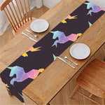 Rainbow Origami Unicorn Pattern Print Table Runner