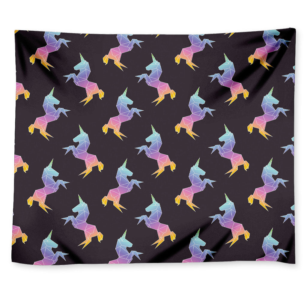 Rainbow Origami Unicorn Pattern Print Tapestry