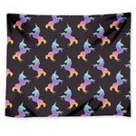 Rainbow Origami Unicorn Pattern Print Tapestry