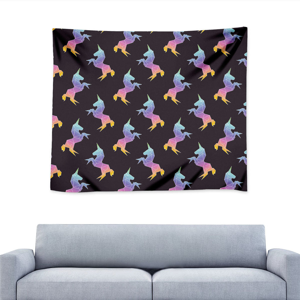 Rainbow Origami Unicorn Pattern Print Tapestry