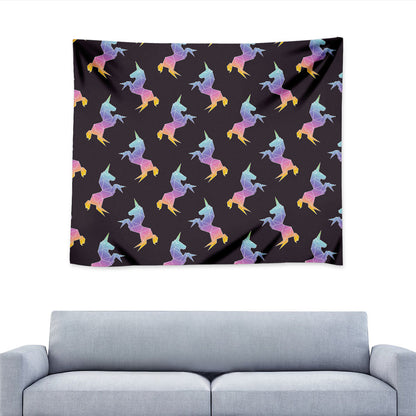 Rainbow Origami Unicorn Pattern Print Tapestry
