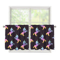Rainbow Origami Unicorn Pattern Print Tier Curtains