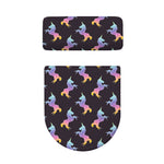 Rainbow Origami Unicorn Pattern Print Toilet Lid And Tank Cover Set