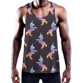 Rainbow Origami Unicorn Pattern Print Men's Workout Tank Top