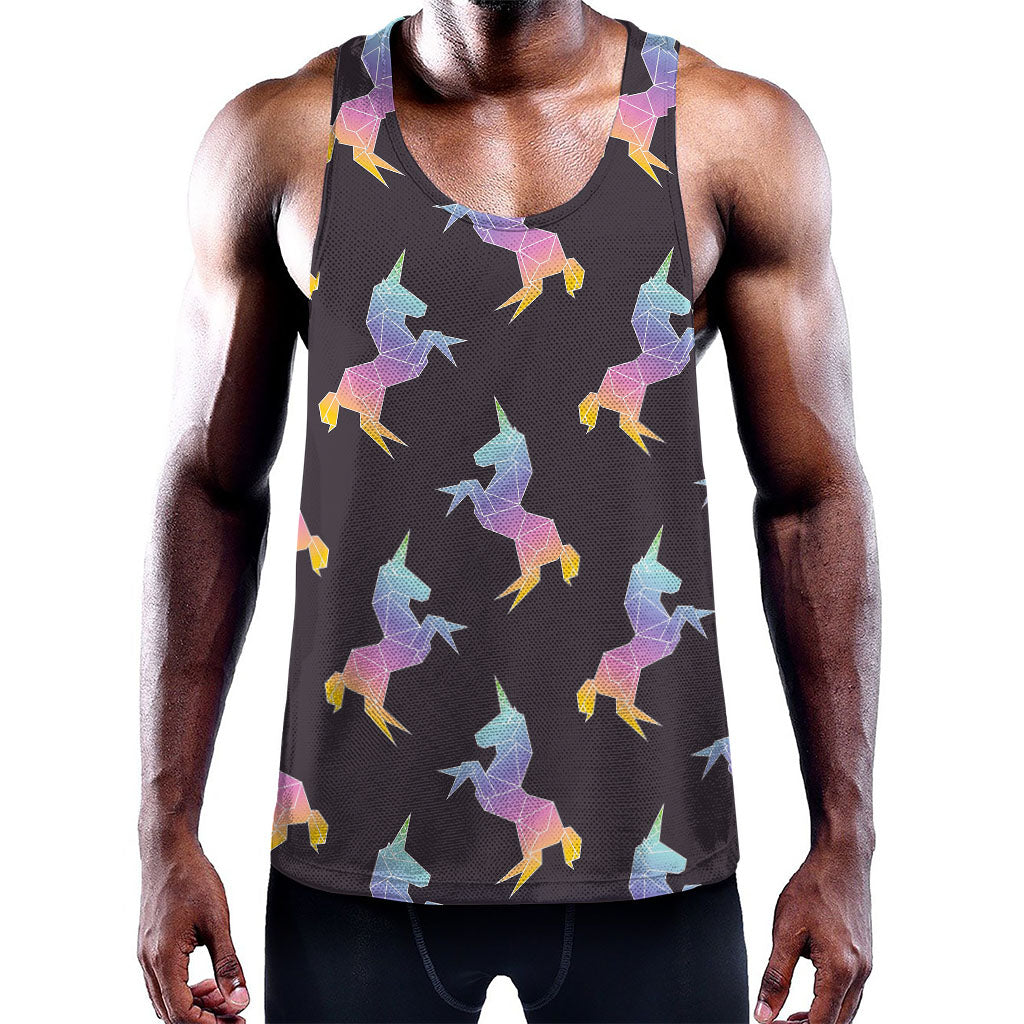 Rainbow Origami Unicorn Pattern Print Training Tank Top