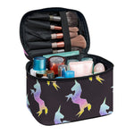 Rainbow Origami Unicorn Pattern Print Travel Makeup Bag