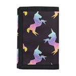 Rainbow Origami Unicorn Pattern Print Trifold Wallet