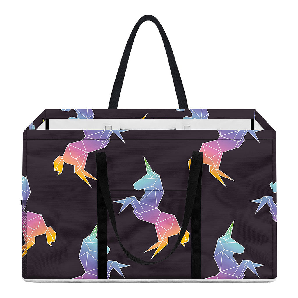 Rainbow Origami Unicorn Pattern Print Utility Tote Bag