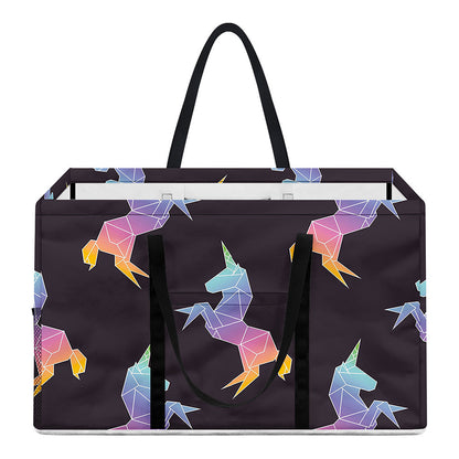 Rainbow Origami Unicorn Pattern Print Utility Tote Bag