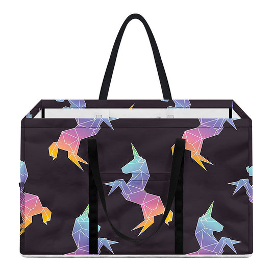 Rainbow Origami Unicorn Pattern Print Utility Tote Bag