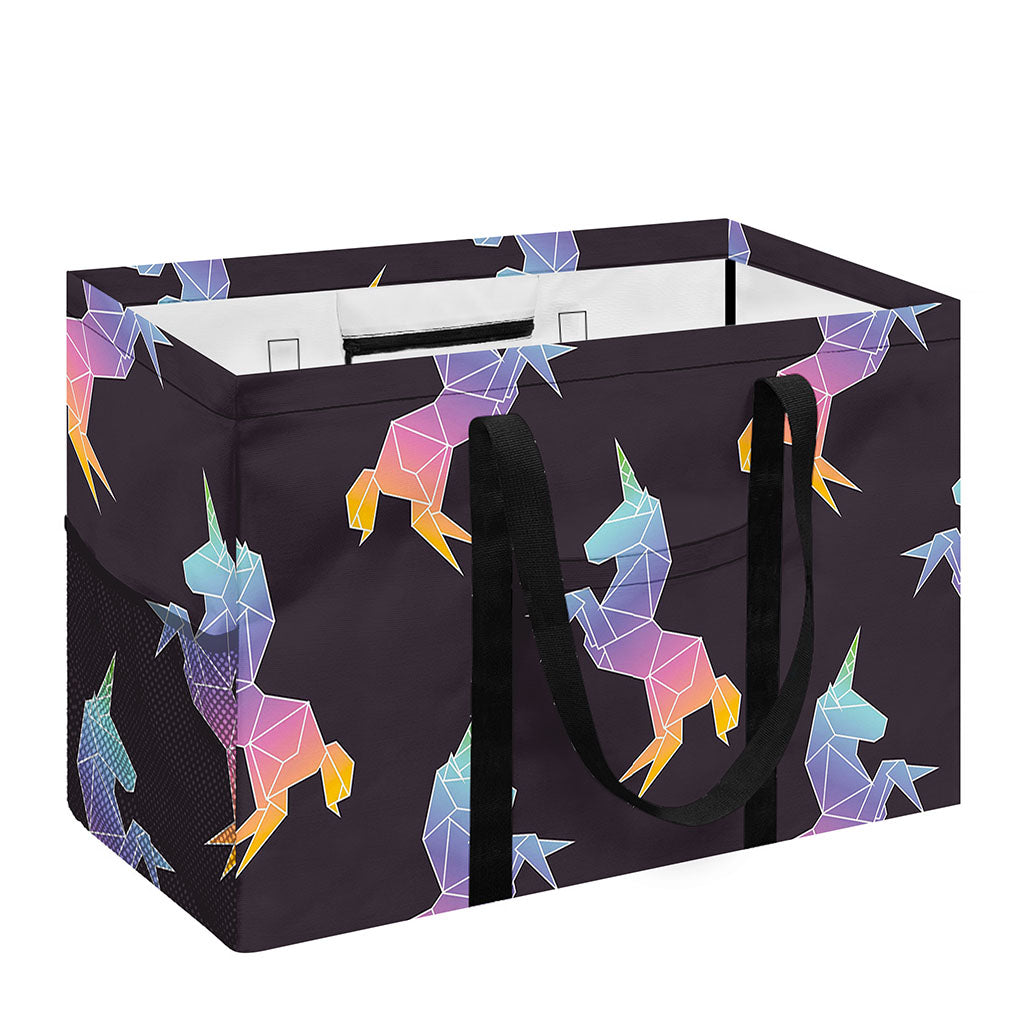 Rainbow Origami Unicorn Pattern Print Utility Tote Bag