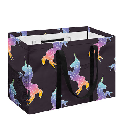 Rainbow Origami Unicorn Pattern Print Utility Tote Bag