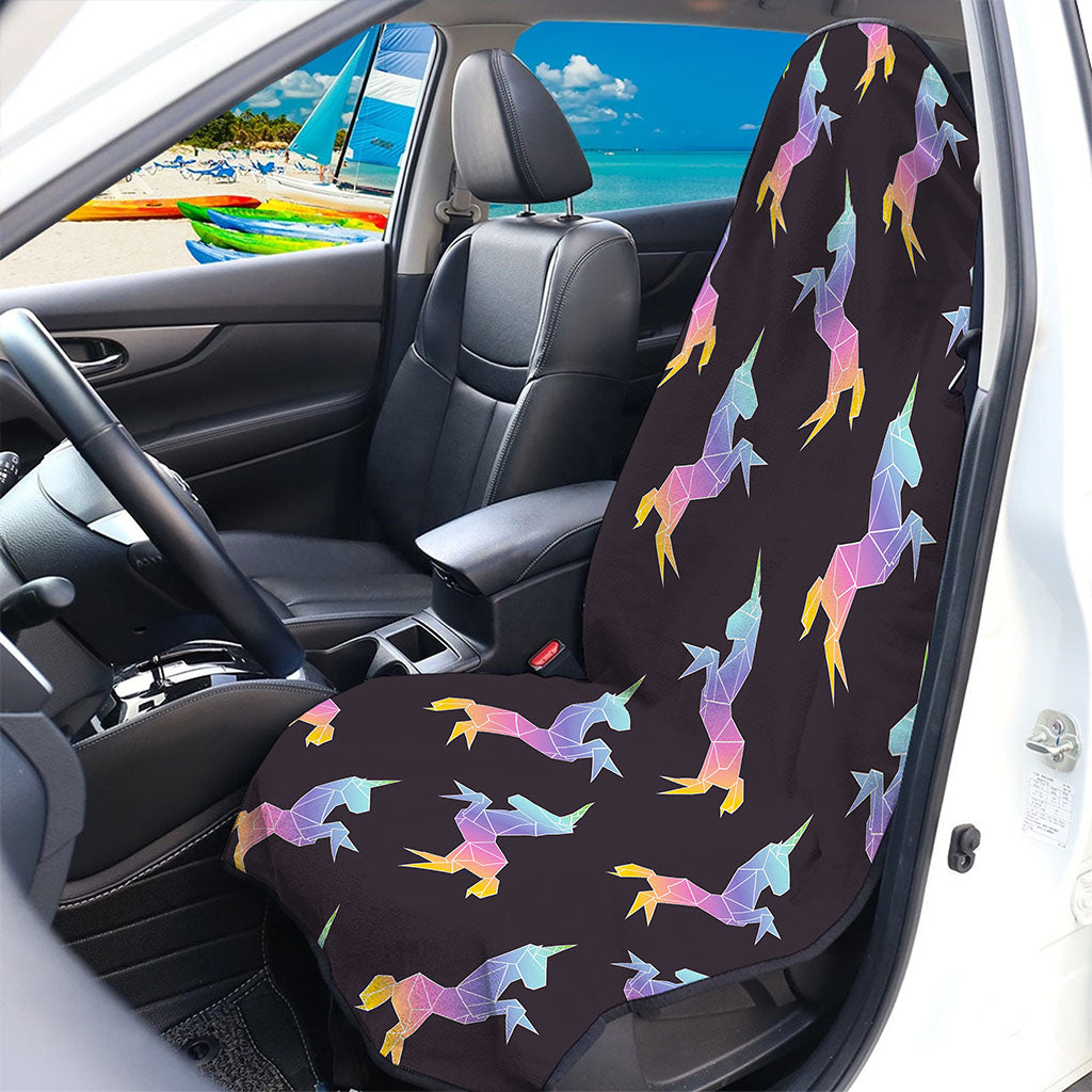 Rainbow Origami Unicorn Pattern Print Waterproof Car Seat Cover