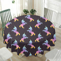 Rainbow Origami Unicorn Pattern Print Waterproof Round Tablecloth
