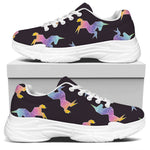 Rainbow Origami Unicorn Pattern Print White Chunky Shoes
