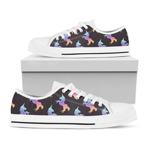 Rainbow Origami Unicorn Pattern Print White Low Top Sneakers