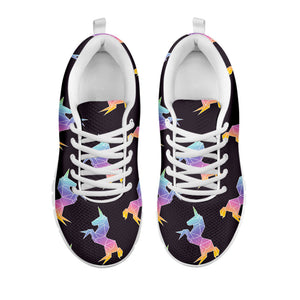 Rainbow Origami Unicorn Pattern Print White Running Shoes