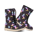 Rainbow Origami Unicorn Pattern Print Winter Boots