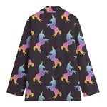 Rainbow Origami Unicorn Pattern Print Women's Cotton Blazer