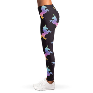 Rainbow Origami Unicorn Pattern Print Women's Leggings