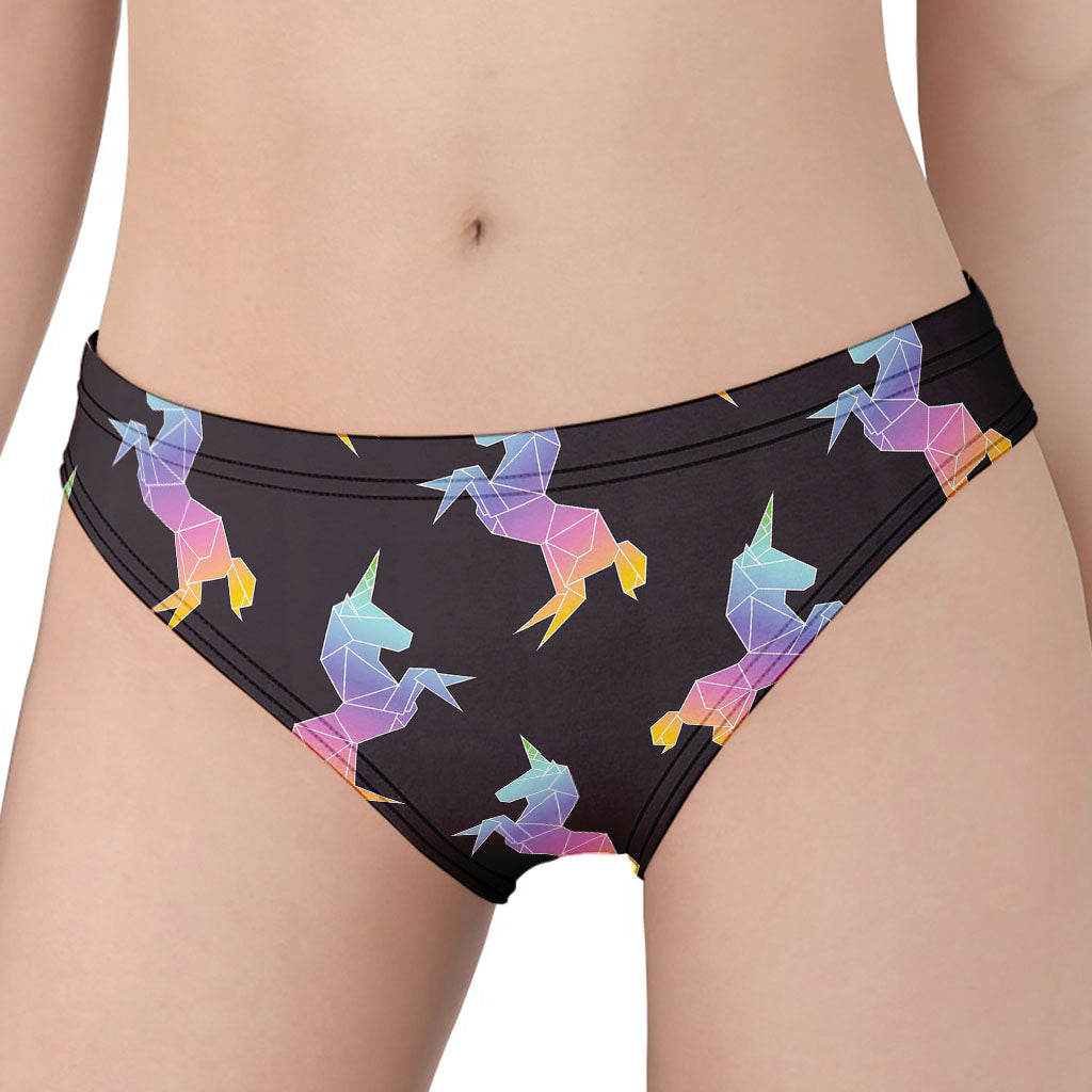 Rainbow Origami Unicorn Pattern Print Women's Panties