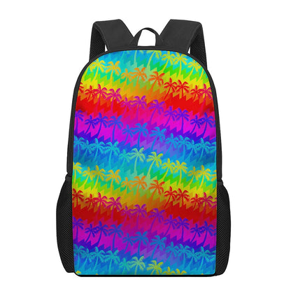 Rainbow Palm Tree Pattern Print 17 Inch Backpack