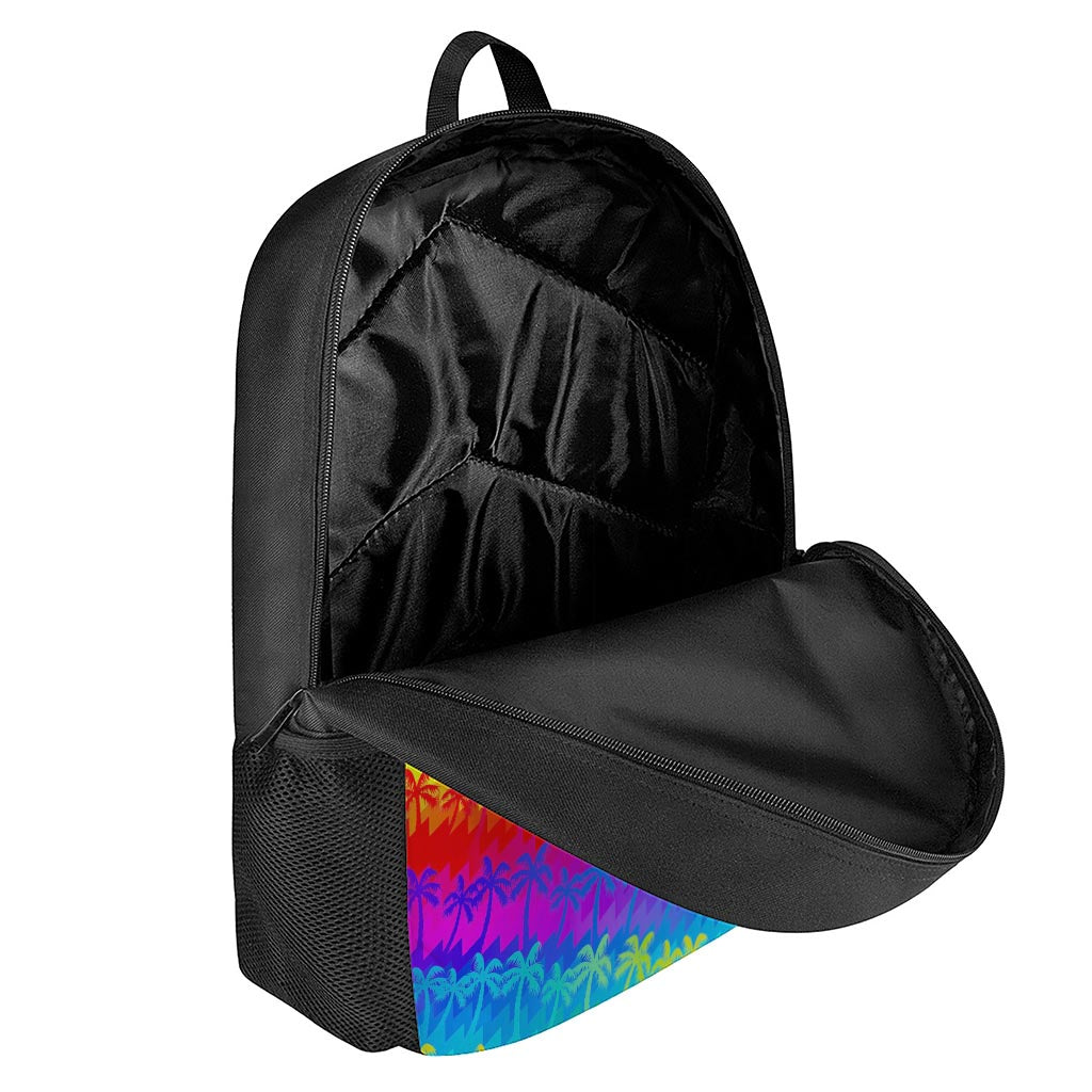 Rainbow Palm Tree Pattern Print 17 Inch Backpack