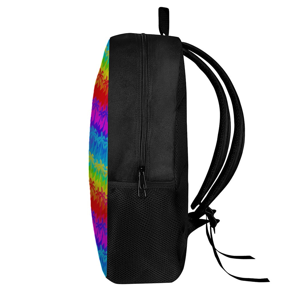 Rainbow Palm Tree Pattern Print 17 Inch Backpack