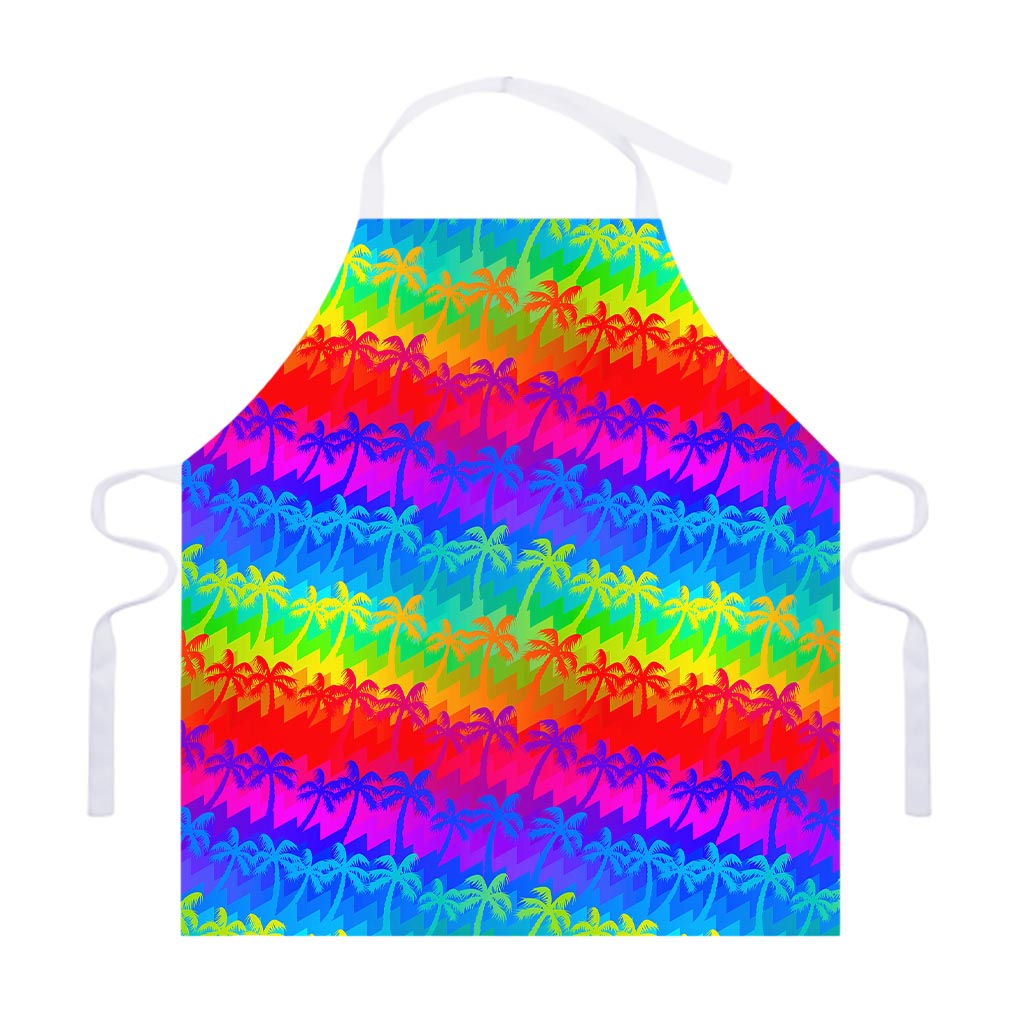 Rainbow Palm Tree Pattern Print Adjustable Apron