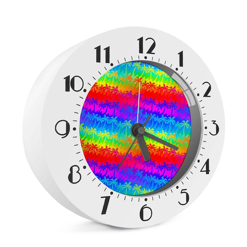 Rainbow Palm Tree Pattern Print Alarm Clock