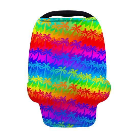 Rainbow Palm Tree Pattern Print Baby Seat Cover