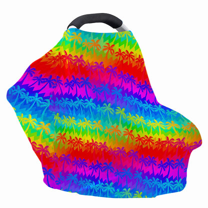 Rainbow Palm Tree Pattern Print Baby Seat Cover