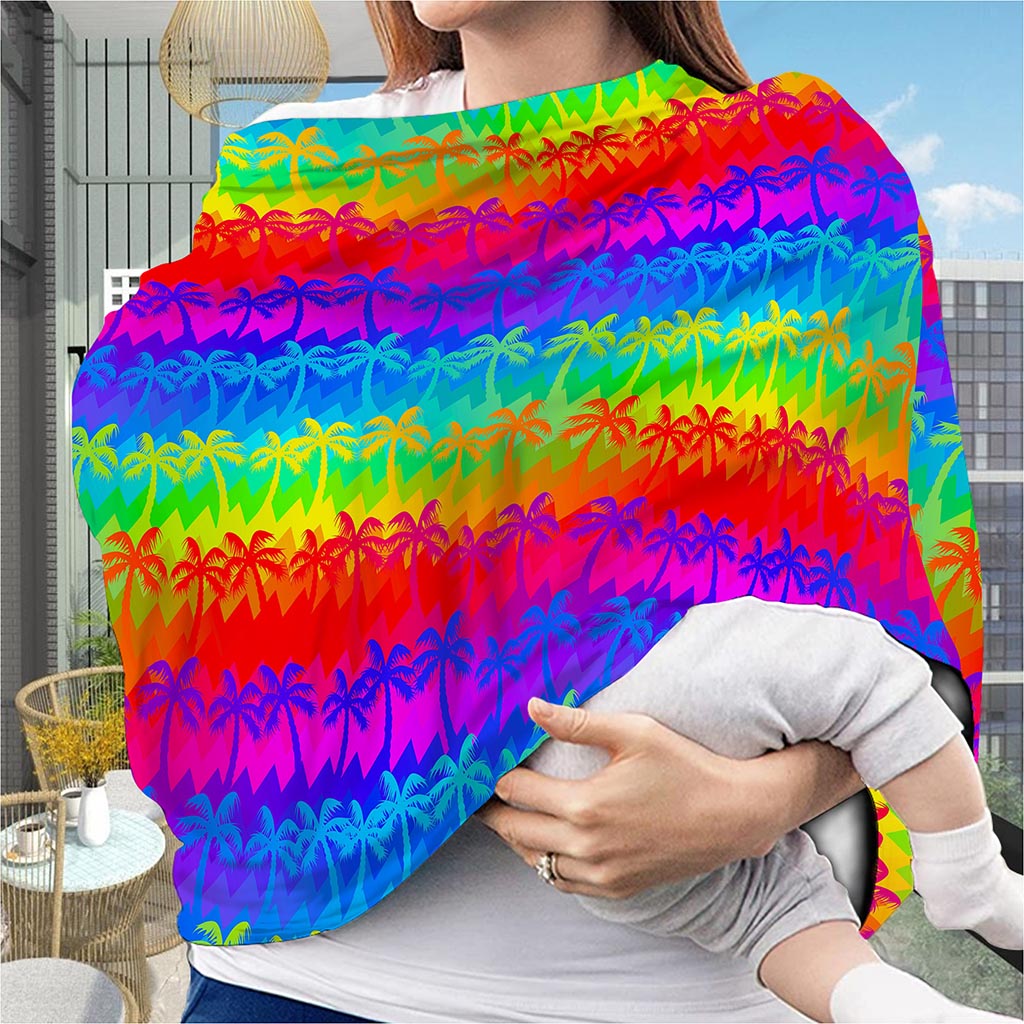 Rainbow Palm Tree Pattern Print Baby Seat Cover