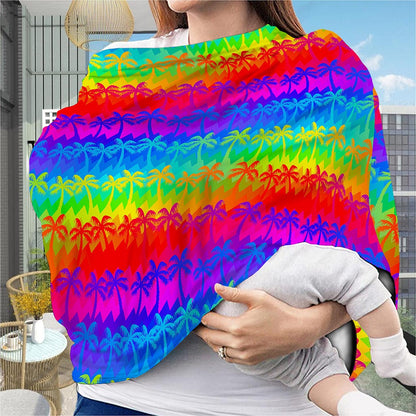 Rainbow Palm Tree Pattern Print Baby Seat Cover