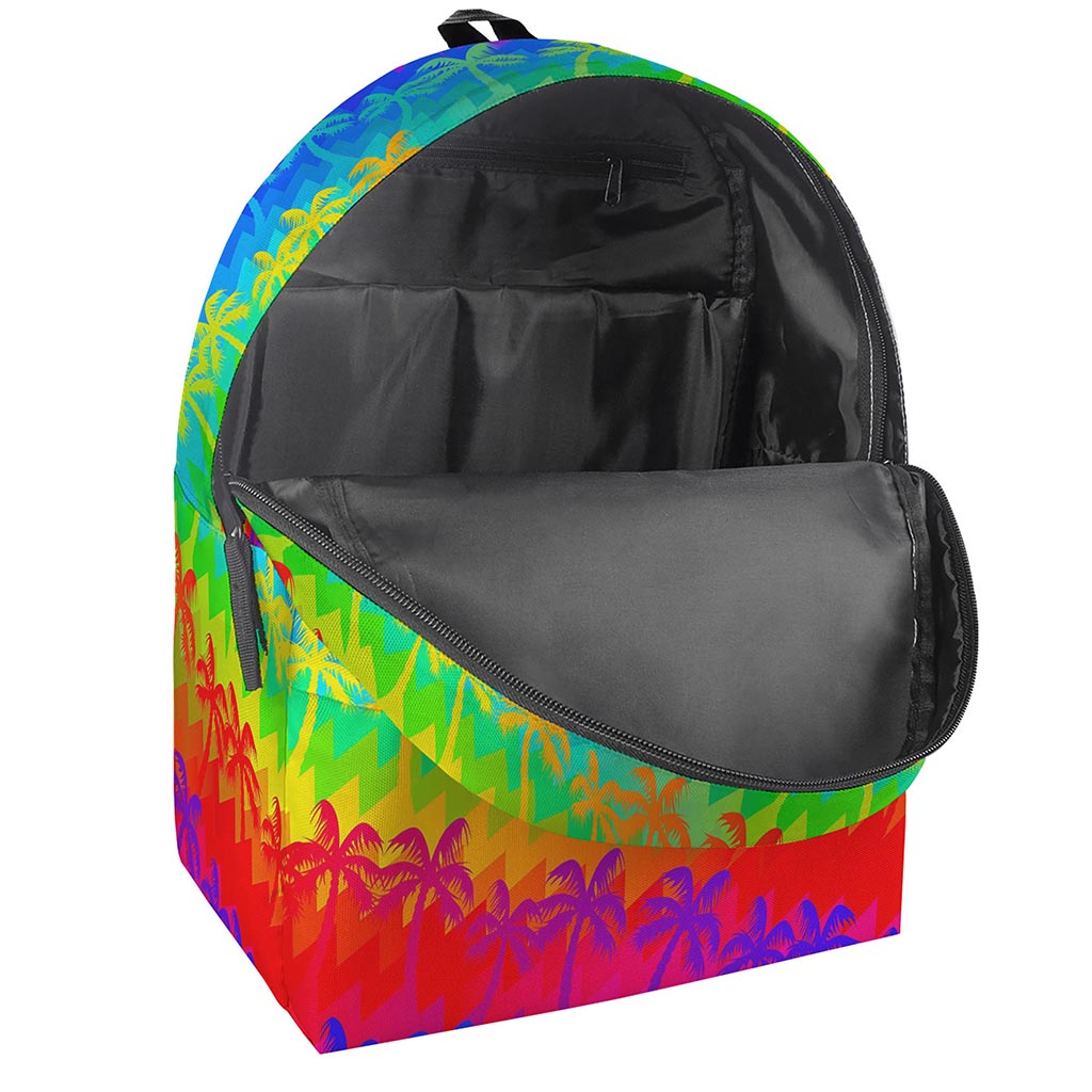 Rainbow Palm Tree Pattern Print Backpack