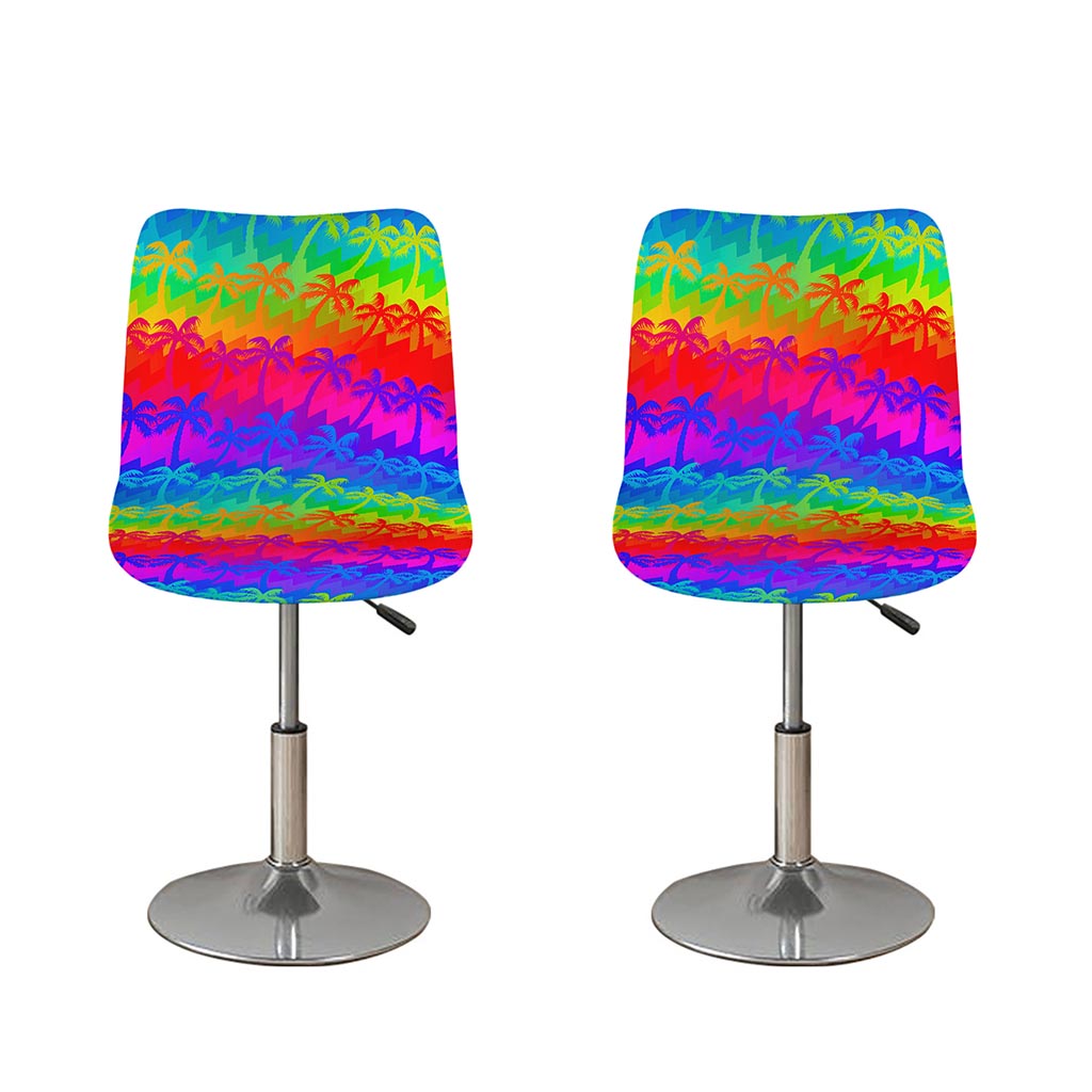 Rainbow Palm Tree Pattern Print Bar Stool Covers